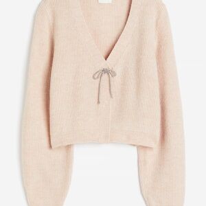 H&M Cream Cardigan Sweater with Tie Closure